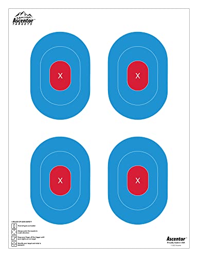 Ascentor Proficient Shooting Target - 4 Zone - Large Size 18 x 24 - Pack of 25 - Blue