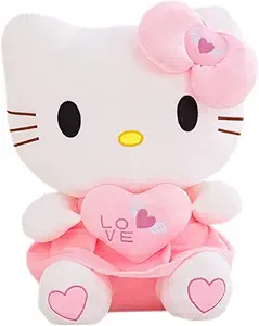 Hello Kitty Plush Toys Baby Girls Dolls 30 cm,Kitten Stuffed Animals Kawaii Cat Fluffy Hugging Pillow with Love Heart, So Cuddly, Great Gift for Kids, Friends and Family (Pink,14‘’)