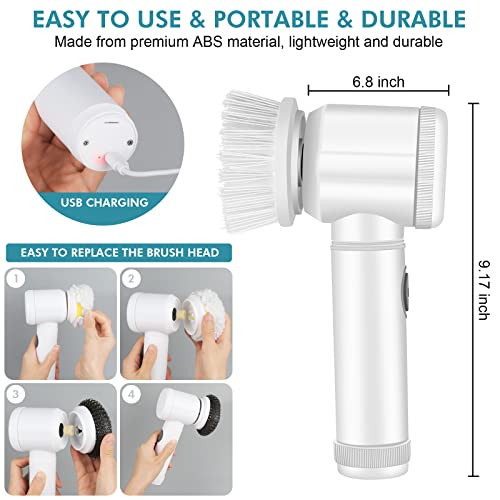 Lekishe Electric Spin Scrubber Electric Cleaning Brush Cordless Power Scrubber With 5 Replaceable Brush Heads Handheld Power Shower Scrubber For Bathtub, Floor, Wall, Tile, Toilet, Window, Sink #TOP4