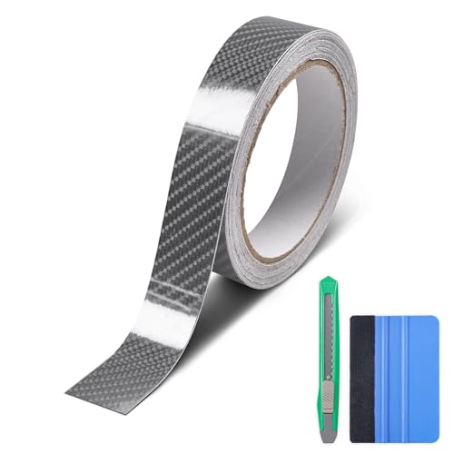 Image of Lypumso 6D High Gloss Carbon Fiber Vinyl Wrap Tape, Chrome Delete Tape for Cars Motorcycle Detailing DIY Car Door Edge Guard Decals Blackout Tape Roll (6D Grey, 1in x 30ft)