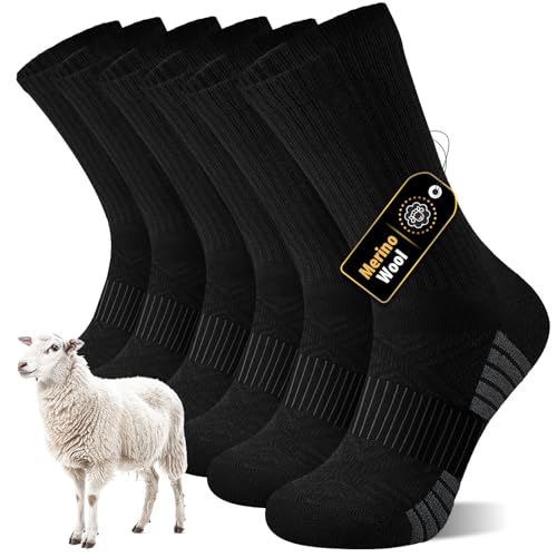inaWarm Calcetines de merino para hombre y mujer, 3 pares, cálidos calcetines de lana, calcetines térmicos transpirables, calcetines de invierno, calcetines suaves para senderismo, calcetines