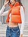 Kissonic Women's Cropped Puffer Vest Lightweight Fluffy Vest Sleeveless Warm Winter Outerwear(Orange-S)