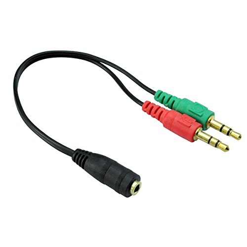 Conwork 2-Pack Stereo 3.5mm Female to 2 Male Gold Plated Headphone Mic Audio Y Splitter Extension Cable