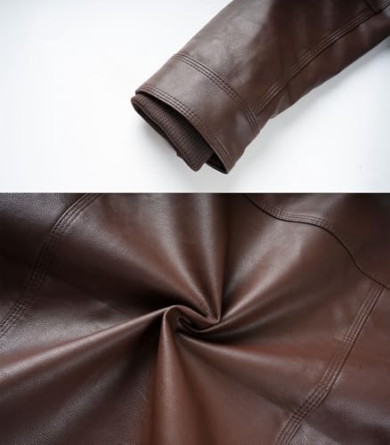 Image of INVACHI Men's Faux Leather Motorcycle Bomber Jacket with Removable Hood