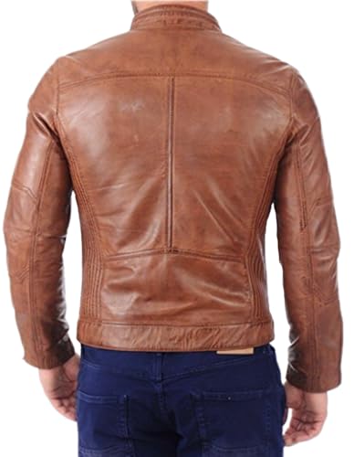 Slimfit Boys Brown Quilted Leather Jacket Ideal Antique-Inspired Everyday Fashion2