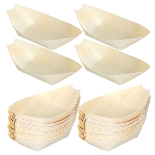 Platos de sushi de madera en forma de barco 5 pulgadas miniatura 1