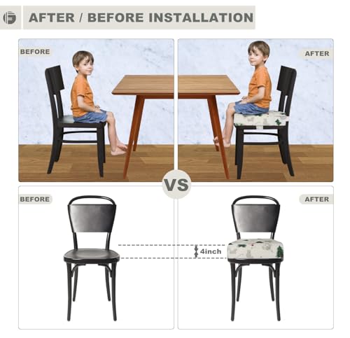 Image of Toddler Booster Seat for Dining Table, Portable Booster Seat for Kitchen Chair, 4 Inch High-Density Foam Cushion with Adjustable Safety Straps and Non-Slip Bottom, Perfect for Kids Travel and Daily