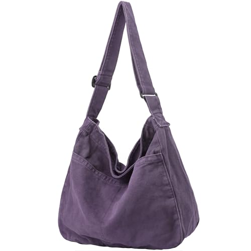 Image of DAINAOTM Canvas Tote Bag Casual Hobo Crossbody Shoulder Bag for Women and Men Large Purse Messenger Bag Travel Work