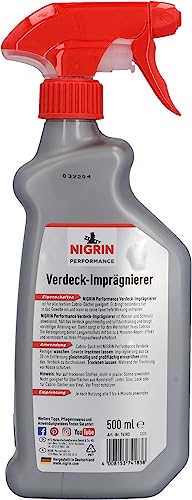 NIGRIN Verdeck Imprägnierer, 500 ml Sprühflasche, wasser- und schmutzabweisend, bis zu 6 Monate Abperl-Effekt, Schwarz2