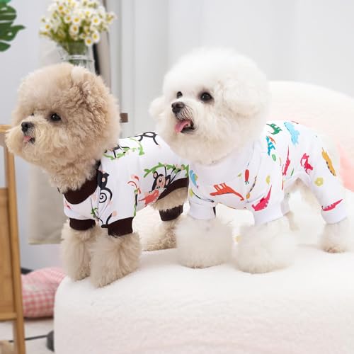 XPUDAC 4 Pack Dog Pajamas Soft Strechy Summer Doggie Clothes for Small Medium Dogs Boy Girl Cat Apparel-Small - Image 5
