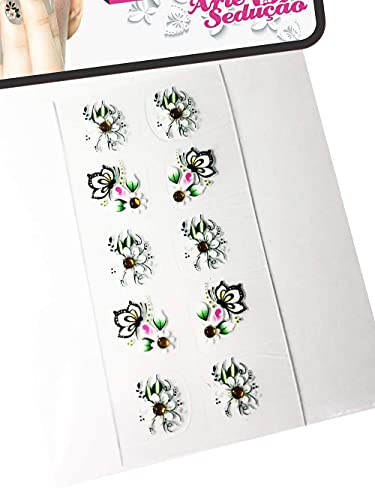 Kit 100 Adesivos de Unha 3D, Arte Sedução.