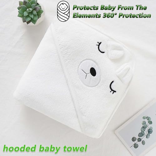 MXHBSTP Toalha com capuz para bebé, toalhas de bebé recém-nascido, toalha com capuz para bebé com padrão de urso branco, toalha de banho para bebé com design exclusivo de animais, toalhas de bebé
