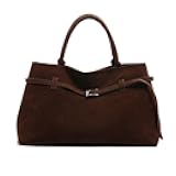 Brown Suede Tote Bag for Women Slouchy Work Bag Large Capacity Top Handle Bag Shoulder Hobo Bag Suede Handbag