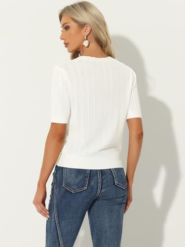 Image of Allegra K Short Sleeve Cardigan for Women's Casual Crochet Knit Button Up Bolero Sweater Tops