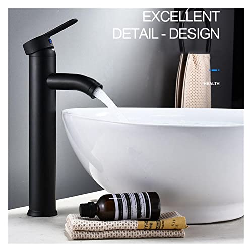 Robinet de lavabo monotrou noir mat haut pour eau chaude et froide - 3