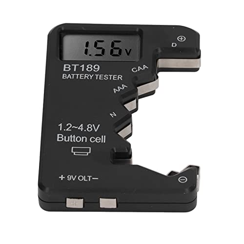 Dioche Comprobador de Batería de 3 V, Herramienta de Visualización Digital para Pilas AA AAA 9 V CD 6F22, Medidor de Capacidad Preciso para una Fácil Gestión de la Batería (BLACK)