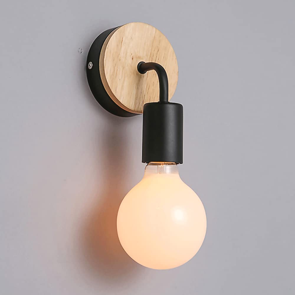 E27 Rose Wall Light, Log Lamp Body Sconces Lamps with Wrought Iron Kit, Edison Vintage Lighting Device, Industrial Retro Wall Lanterns for Aisle, Living Room, Bedroom, Farmhouse