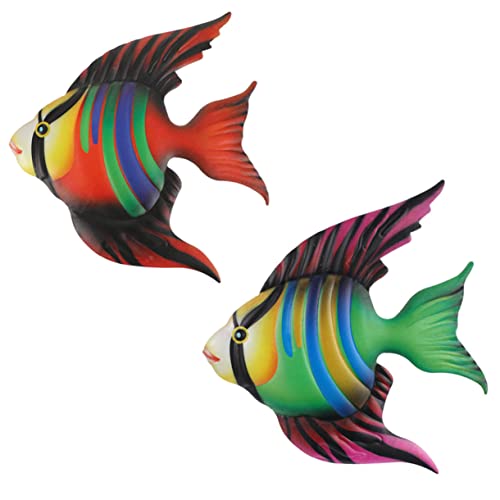 Décoration murale de poisson fer et métal HAWILLOSCH pour maison jardin salon 2pcs