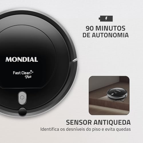 Aspirador de Pó Robô Fast Clean Plus, Bivolt, MONDIAL - RB-03, Preto