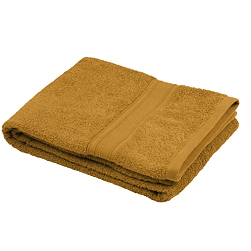 Stof - Serviette de Bain - Taille 50x90 cm - 100% Coton Bio - Couleur Curry - Modèle Lagune - Linge de Bain - Lavage à 40 - Qualité Exceptionnelle