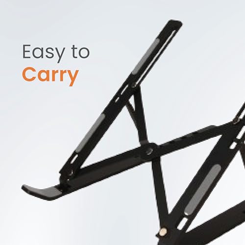 Image of JUST CORSECA Solitude X12 Ergonomic Laptop Stand | Foldable & Portable Design | Promotes Better Posture | Compatible with All Laptops | with Fabric Pouch | Tabletop Riser Fits Upto 17 Inch (Black)