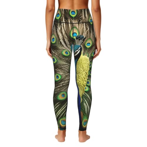 Conjuntos de entrenamiento con leggings con estampado de plumas de pavo real 4