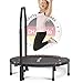 DH FitLife Fitness Indoor Trampolin klappbar ohne Installation | Ø102cm 40 Zoll Mini Trampoline | Tragfähigkeit 150 KG | 4 verstellbare Handgriffstufen | Stabiler und leiser