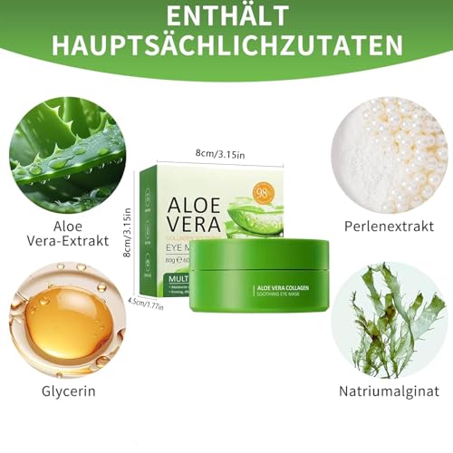 60 Pcs Maschera Occhi Di Aloe Vera,Patch Occhiaie E Borse,Collagene Patch Occhi, Rimuovi Borse, Riduce Le Rughe E Le Linee Sottili, Migliora E Rassoda La Pelle Degli Occhi - 5