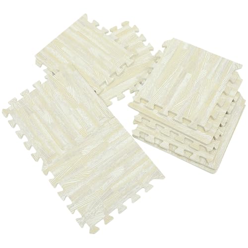 UKCOCO Alfombrillas para Gatear Ñiño 10 Piezas Eva Espuma Veta Madera 30x30x1 Cm Alfombra Puzzle Infantil Antideslizante para Sala y Dormitorio