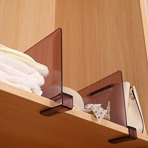 Sooyee 8 Pack Violet Clear Acrylic Shelf Dividers, Perfect Perfect for Closets Kitchen Bedroom Shelving Organization to Organize Clothes Closet Shelves, Books,Towels and Hats, Purses Separators - Thumbnail 6