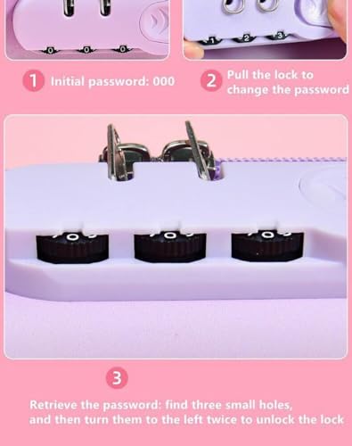 Image of WORSHIPER Plastic Large Capacity with Unicorn Design, Compartment & Zipper Pencil Pouch Combination Lock, Primary School Students Multi-Layer (Unicorn Password Lock Pouch Pink)