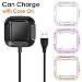 EZCO Compatible Fitbit Versa Case Plus Charger [3+1 Pack], Exclusive Charging Dock Stand (Can Charge When Case On) + Soft TPU Protector Case Bumper Shell Compatible Fitbit Versa Smart Watch