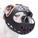 BARKLESS Short Snout Dog Muzzle, Soft Silicone Flat Faced Muzzle for French Bulldog Shih Tzu and Pug for Biting Chewing Licking and Grooming, Allows Panting