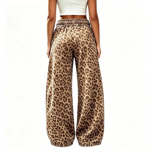 Baggy Leopard Sweatpants Cheetah Print Barrel Wide Leg Pants with Pockets - image 5