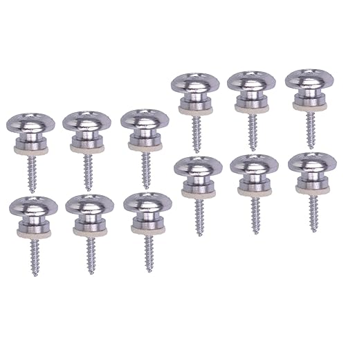 NULYLU 2sets Guitar Fixator Guitar Strap Metal Locks Easy Install Bass Belt Lock 6pcs*2