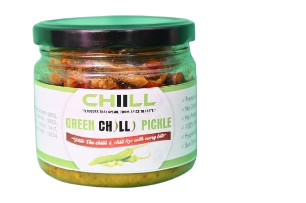 CHIILL Green Chilli Pickle In Fresh Homemade Pickles 300G | Tasty Hari Mirch Ka Achar | Sun-Dried Mirchi Achaar | Ghar Ka Bana Mirchi Achar With No Artificial Preservatives | Himachali Taste