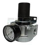 3/8' IN-LINE COMPRESSED AIR PRESSURE REGULATOR, 7 TO 150 PSI ADJUSTABLE, BRACKET, GAUGE