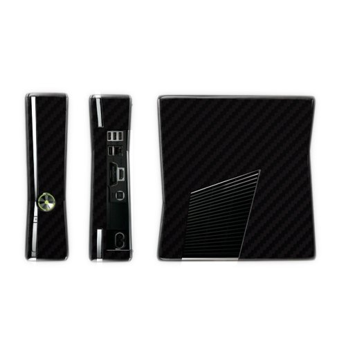 Skinomi Black Carbon Fiber Full Body Skin Compatible with Microsoft Xbox 360 Slim (Full Coverage) TechSkin Anti-Bubble Film