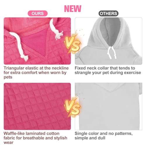 Image of BEAUTYZOO Dog Hoodies Sweater for Small Dogs,Waffle‑Like Laminated Pet Coat | Warm Dog Sweatshirt with Pocket & Leash Hole,Pullover Clothes for Girl Boy Dogs & Cats,Stretchy & Easy‑On‑Off,Chihuahua Puppy