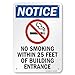 SmartSign Aluminum Sign, Legend "Notice: No Smoking Within 25 Feet", 10" high x 7" wide, Black/Blue/Red on White