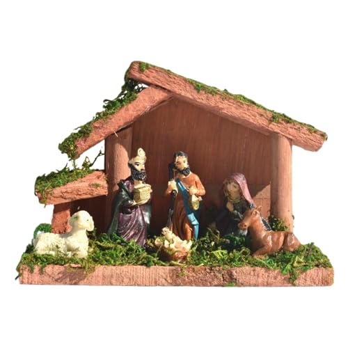 Qzdtue Belén, pequeñas figuras religiosas de vacaciones, figuras de Navidad, belén de pesebre, para chimenea interior cristiana, sala de estar, oficina, apartamento, granja, fiesta de Pascua
