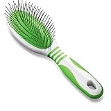 Andis 65715 Pin Brush for Medium & Long Hair Dogs - Gentle & Effective in Removing Dirt, Dust & Loose Hair - Promotes Healthy Skin & Coat - Medium, Green/white
