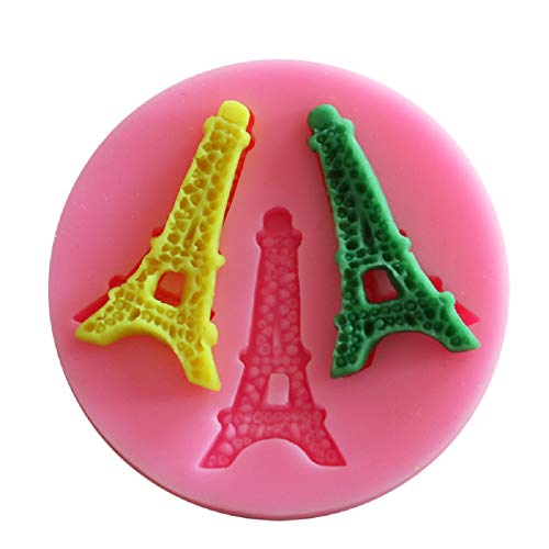 Yunko 3 Cavity Eiffel Tower Shape DIY Cake Cupcake Decorating Fondant Silicone Sugar Craft Molds