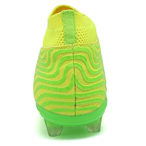 Anluke Men's Athletic Hightop Cleats Soccer Shoes Football Team Turf Shoes Green/Yellow 45 #TOP2