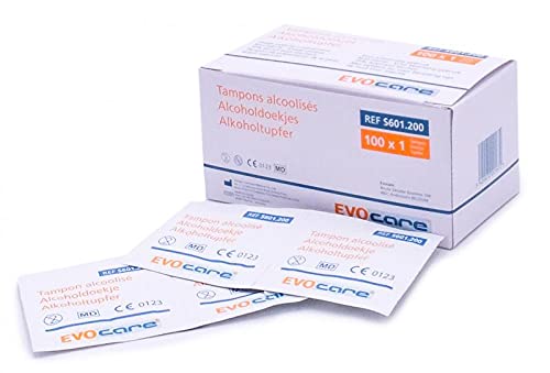 Evocare Tampon - Lingette Alcoolisé Alcoholdoekjes Alkoholtupfer 100Pièces , 100 Unité (Lot De 1) Cover