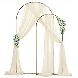 Besutolife Wedding Arch Draping Fabric for Metal Arch Stand, 2.5x19FT Sheer Tulle Backdrop Drapes Ivory Curtain Drapery for Birthday Baby Shower Party Proposal Engagement Ceremony Photography Decor