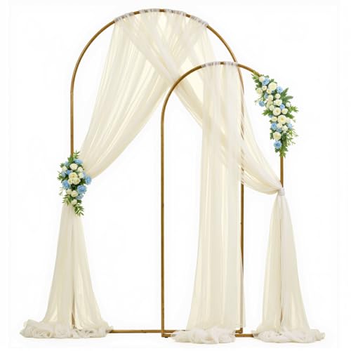 Besutolife Wedding Arch Draping Fabric Backdrop Curtains, 5x26FT, Ivory