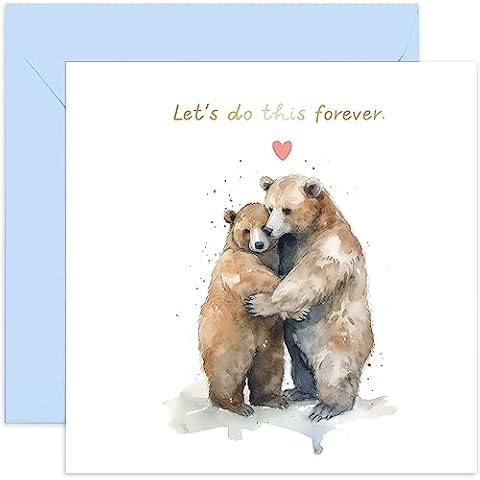 Old English Co. Bear Watercolour Anniversary Card Cover