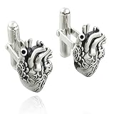 Sterling Silver Men's Anatomical Heart Cuff Links, 1 Pair of Cufflinks