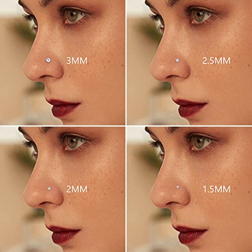 Zzhdcc 8Pcs 20G Nose Stud Sterling Silver Nose Jewelry For Women Men Small L Shaped Nose Rings 1.5Mm 2Mm 2.5Mm 3Mm Round Cubic Zirconia Nose Piercing Small 14K Gold Plated Nose Ring Set (Straight) #TOP4